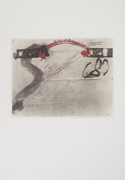 Antoni TAPIES : La traversée du pont rouge - Lithographie signée