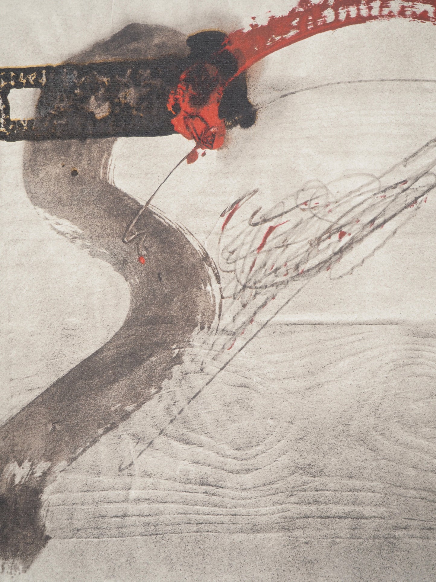 Antoni TAPIES : La traversée du pont rouge - Lithographie signée
