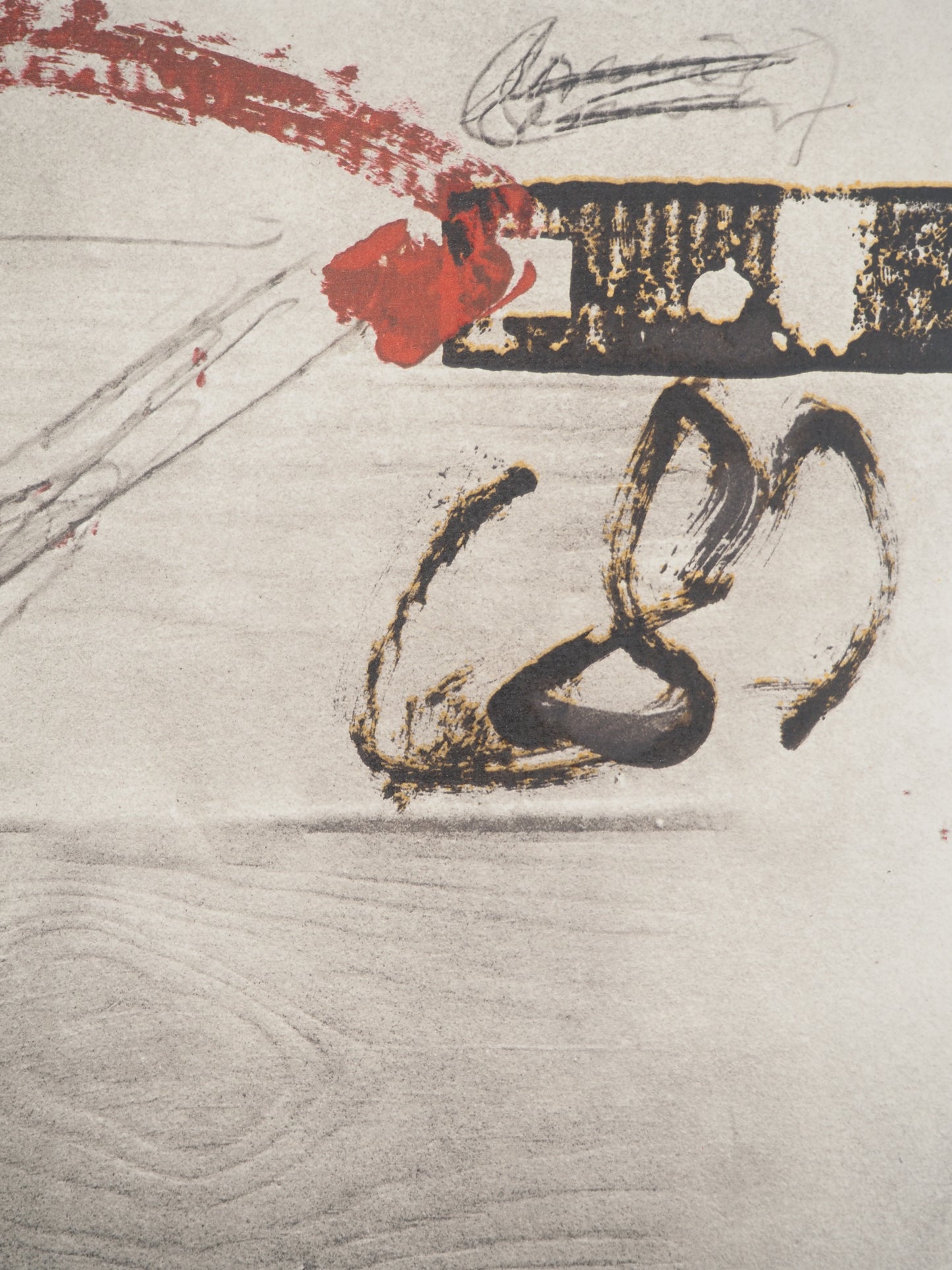 Antoni TAPIES : La traversée du pont rouge - Lithographie signée