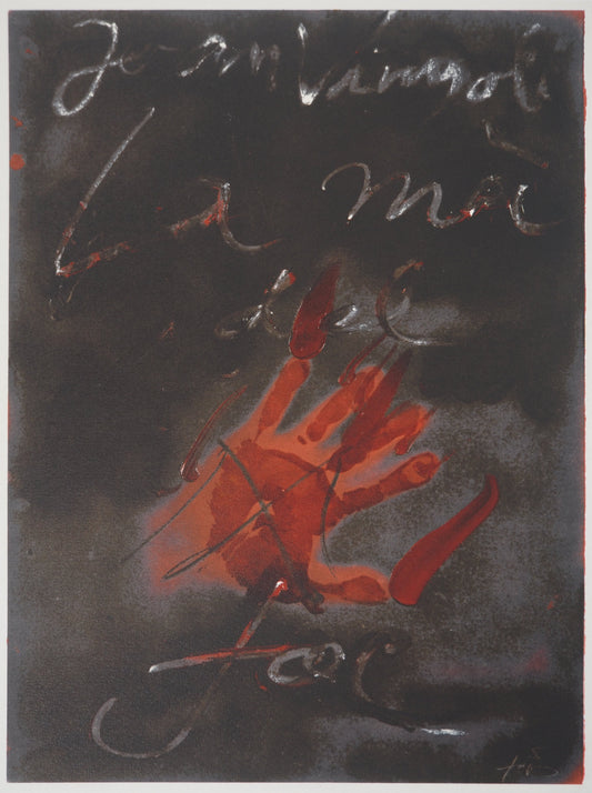 Antoni TAPIES : La Main de feu - Lithographie signée