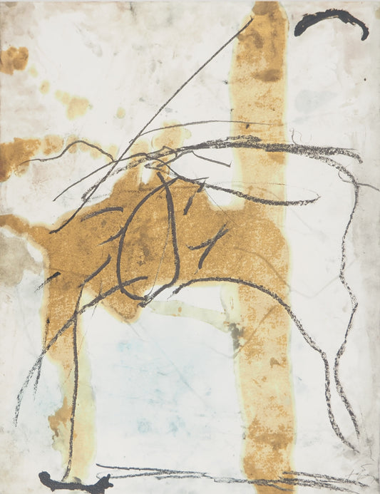 Antoni TAPIES :  Composition abstraite à la chaise - Lithographie signée