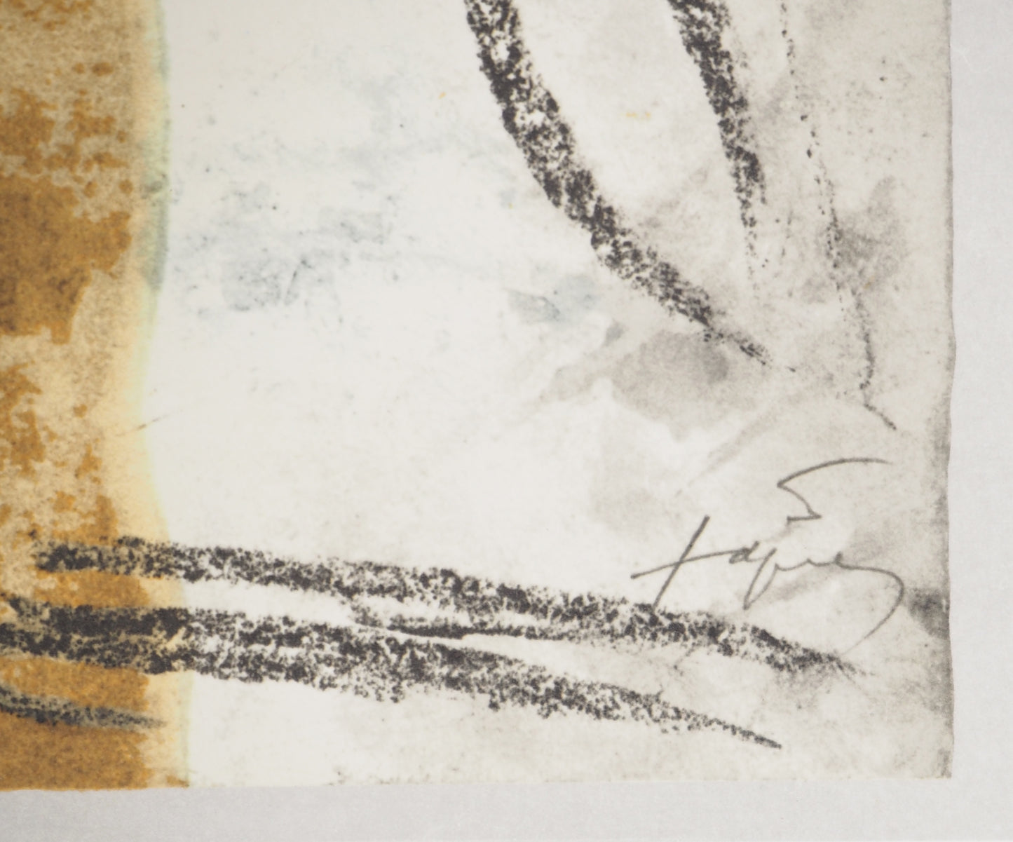 Antoni TAPIES :  Composition abstraite à la chaise - Lithographie signée
