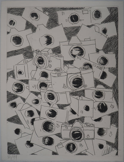 ARMAN : Accumulation d'appareils photo - Gravure originale signée