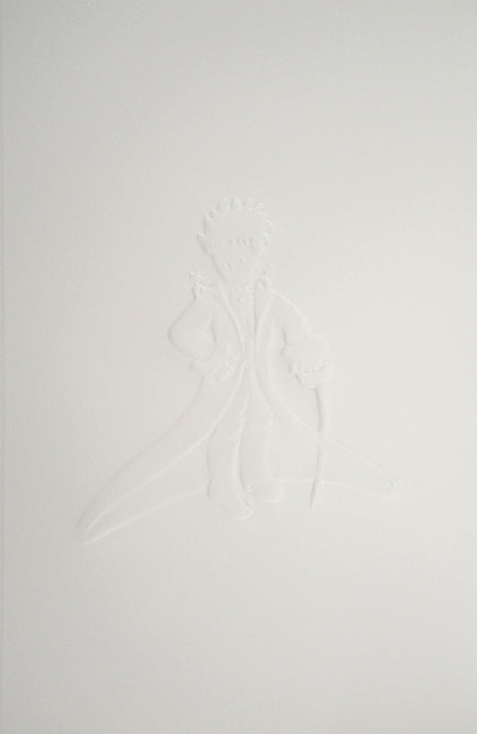 Antoine DE SAINT EXUPERY : Le Petit Prince en habits royaux - Gravure sur bois