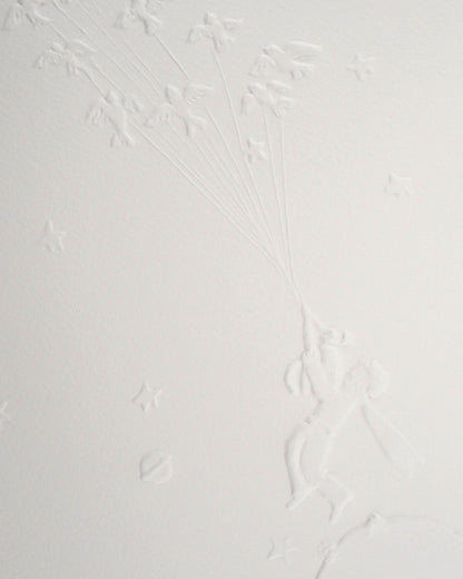 Antoine DE SAINT EXUPERY :  L'envol du petit prince - Gravure sur bois