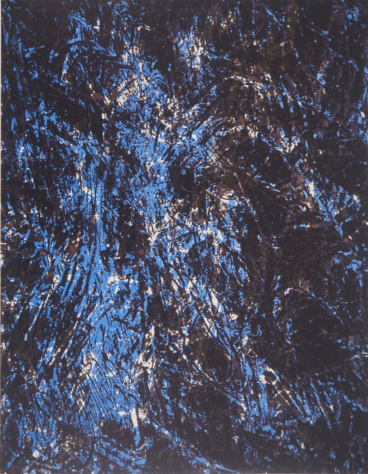François FIEDLER : Composition en bleu - Lithographie originale