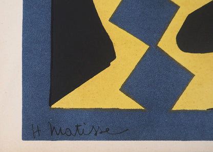Henri MATISSE : Decoupage sur fond bleu - Lithographie signée