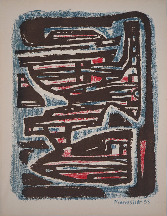 Alfred MANESSIER : Composition en couleurs - Lithographie originale signée