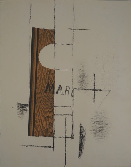 Georges BRAQUE : La bouteille de Marc - Pochoir en couleurs