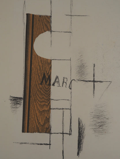Georges BRAQUE : La bouteille de Marc - Pochoir en couleurs
