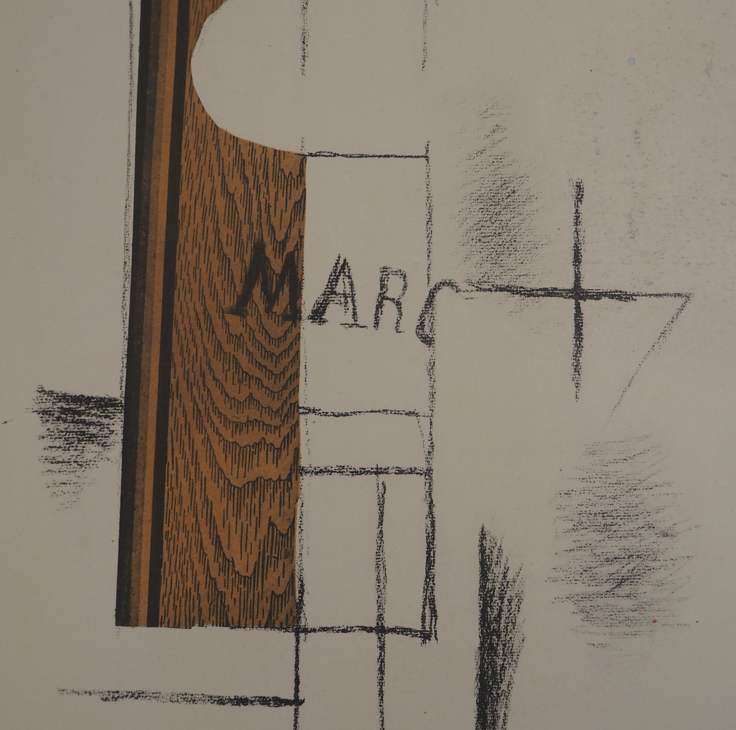 Georges BRAQUE : La bouteille de Marc - Pochoir en couleurs