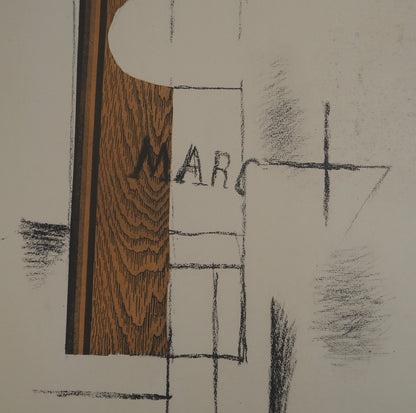 Georges BRAQUE : La bouteille de Marc - Pochoir en couleurs