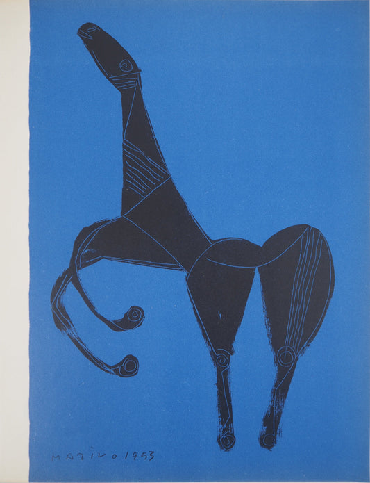 Marino MARINI : Le cheval noir - Lithographie originale signée