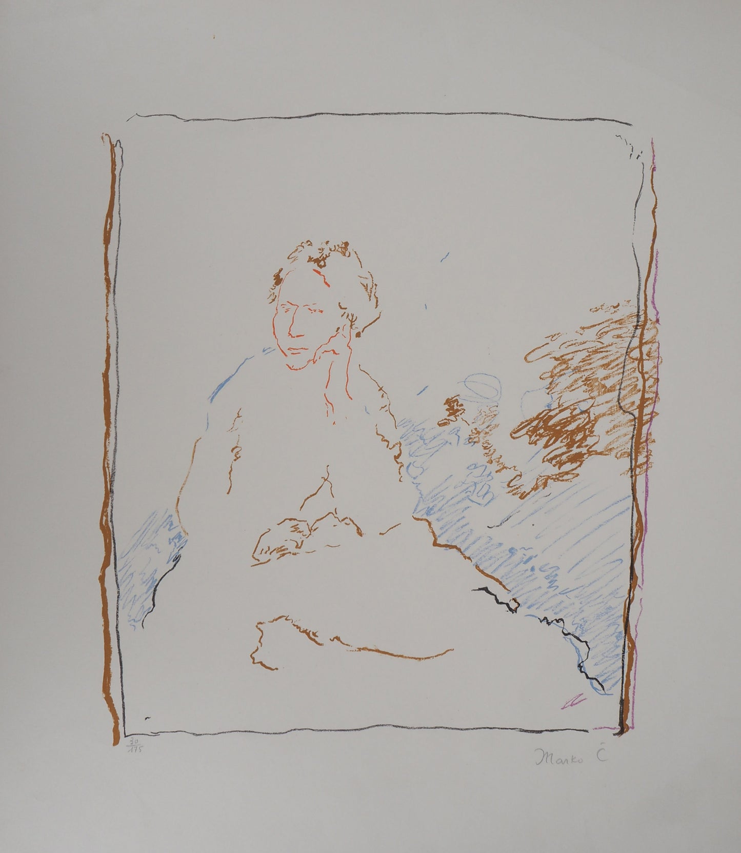 Marko CELEBONOVIC : Jeune fille pensive - Lithographie originale signée