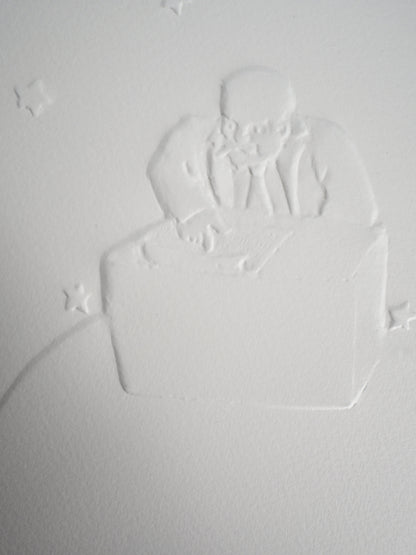 Antoine DE SAINT EXUPERY : L'astéroïde du géographe - Gravure sur bois