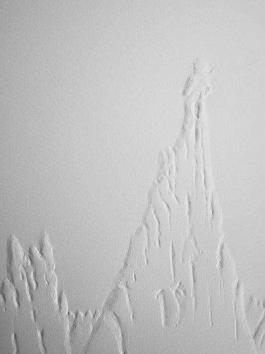 Antoine DE SAINT EXUPERY : Le petit prince sur la montagne - Gravure sur bois