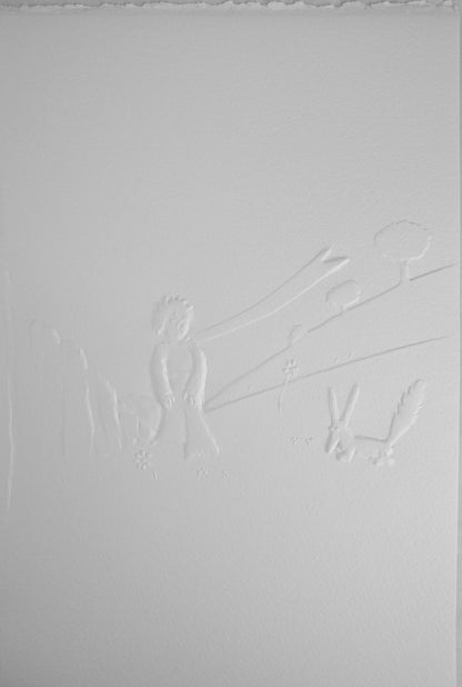 Antoine DE SAINT EXUPERY : Le petit prince et le renard - Gravure sur bois