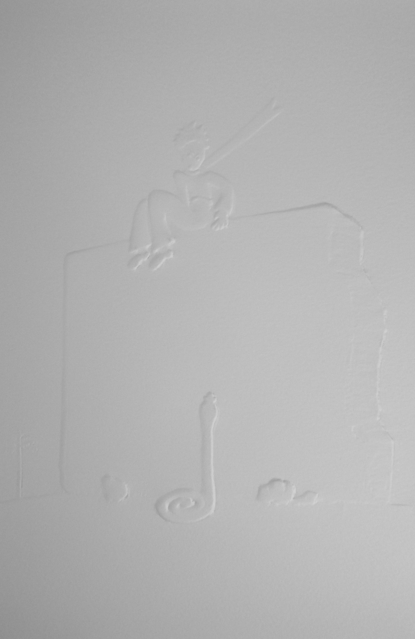 Antoine DE SAINT EXUPERY : Le petit prince observe le serpent - Gravure sur bois