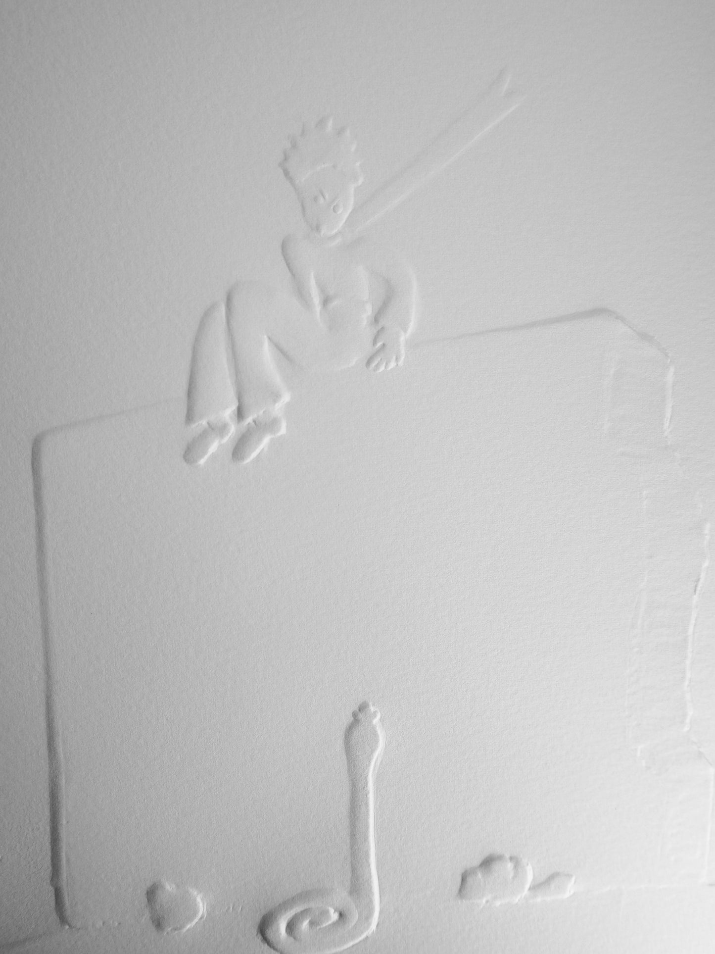 Antoine DE SAINT EXUPERY : Le petit prince observe le serpent - Gravure sur bois