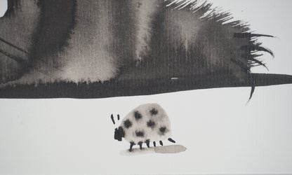Laszlo TIBAY : Chat observant une coccinelle - Dessin original signé