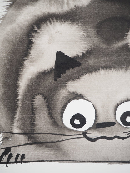 Laszlo TIBAY : Le chat et la souris - Dessin original signé