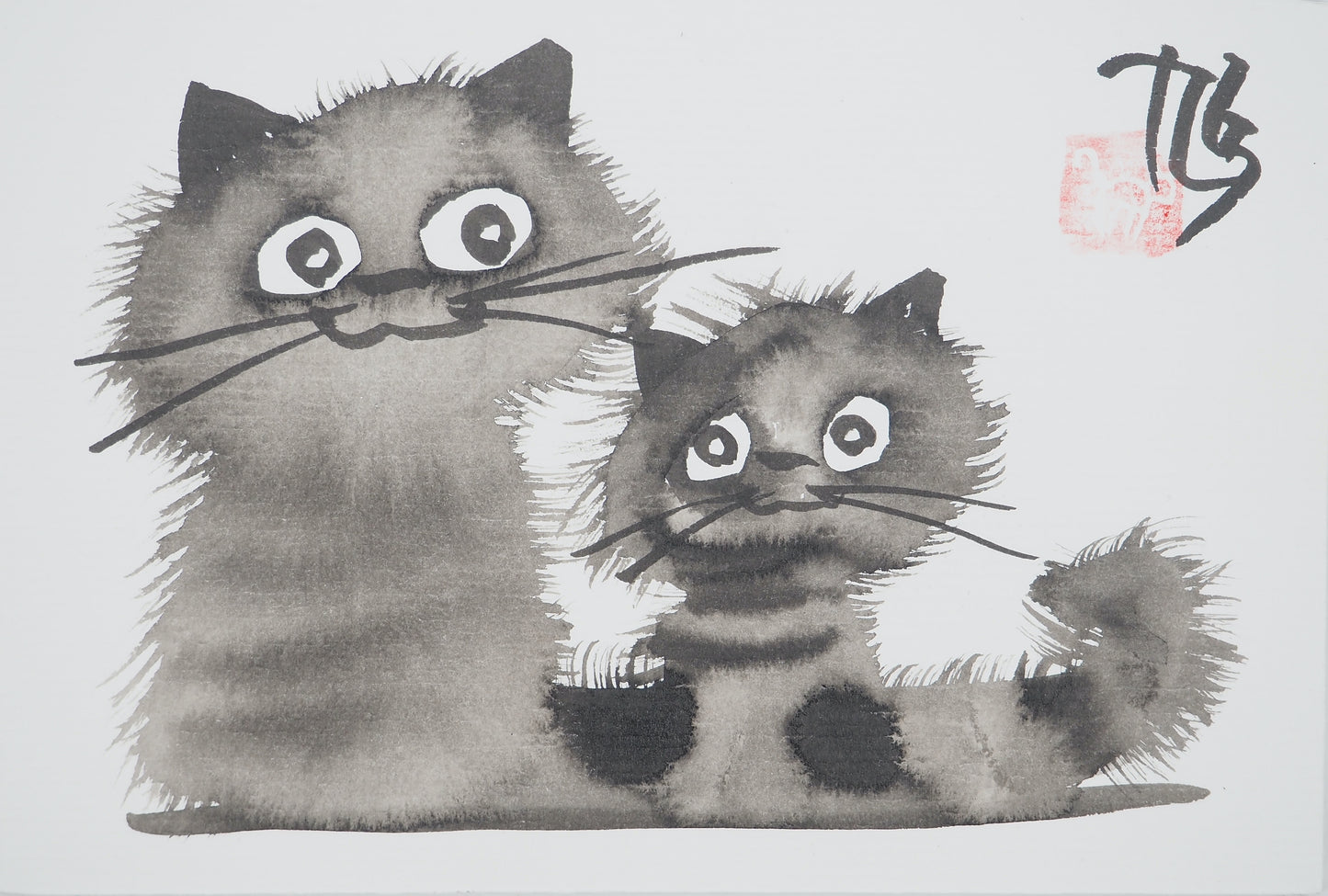 Laszlo TIBAY : Les copains - Dessin original signé