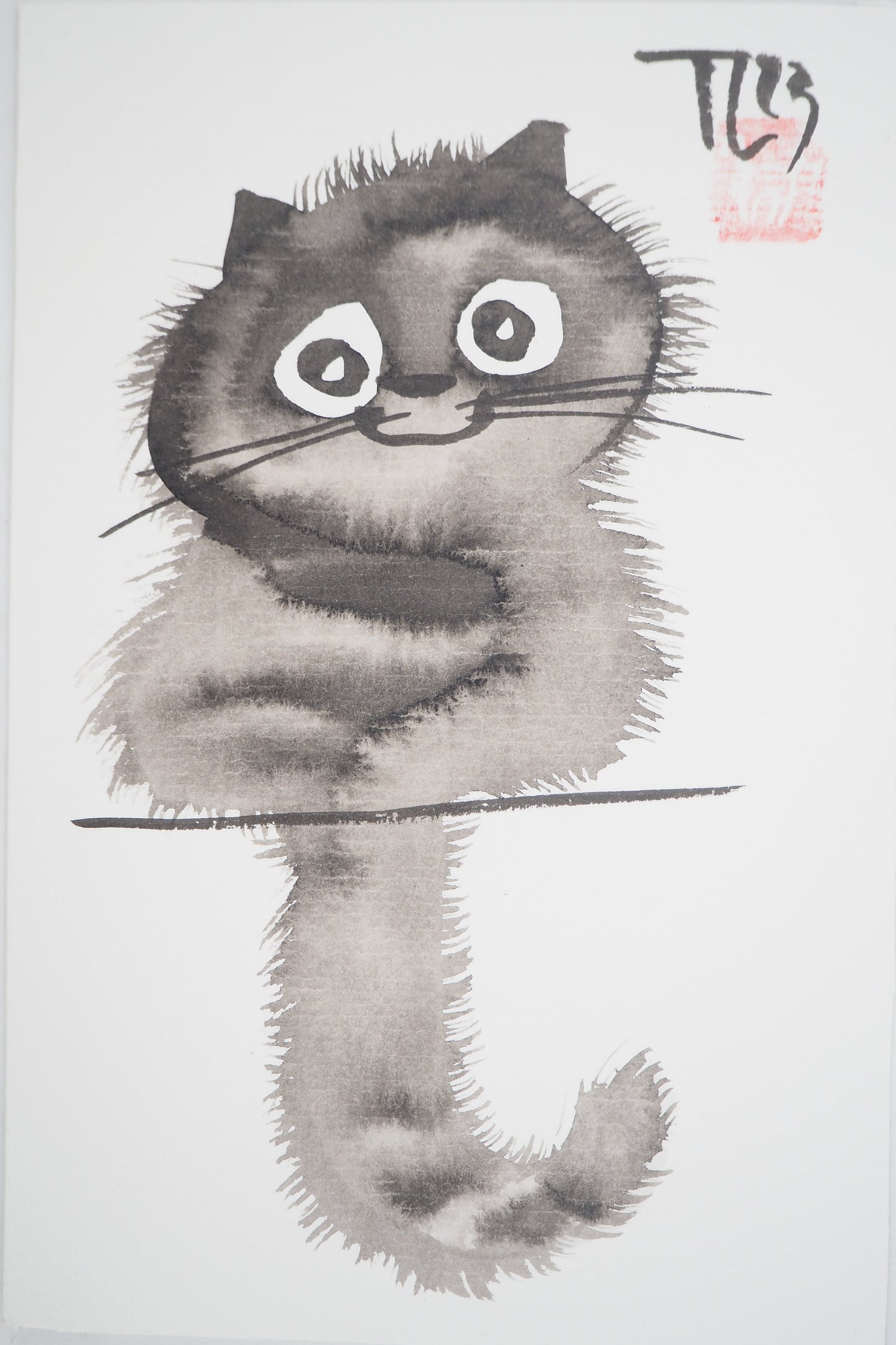 Laszlo TIBAY : Petit chaton doux - Dessin original signé