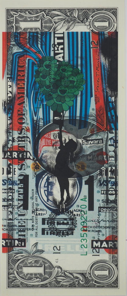 Death NYC : Banksy girl holding Murakami flowers - Sérigraphie originale signée