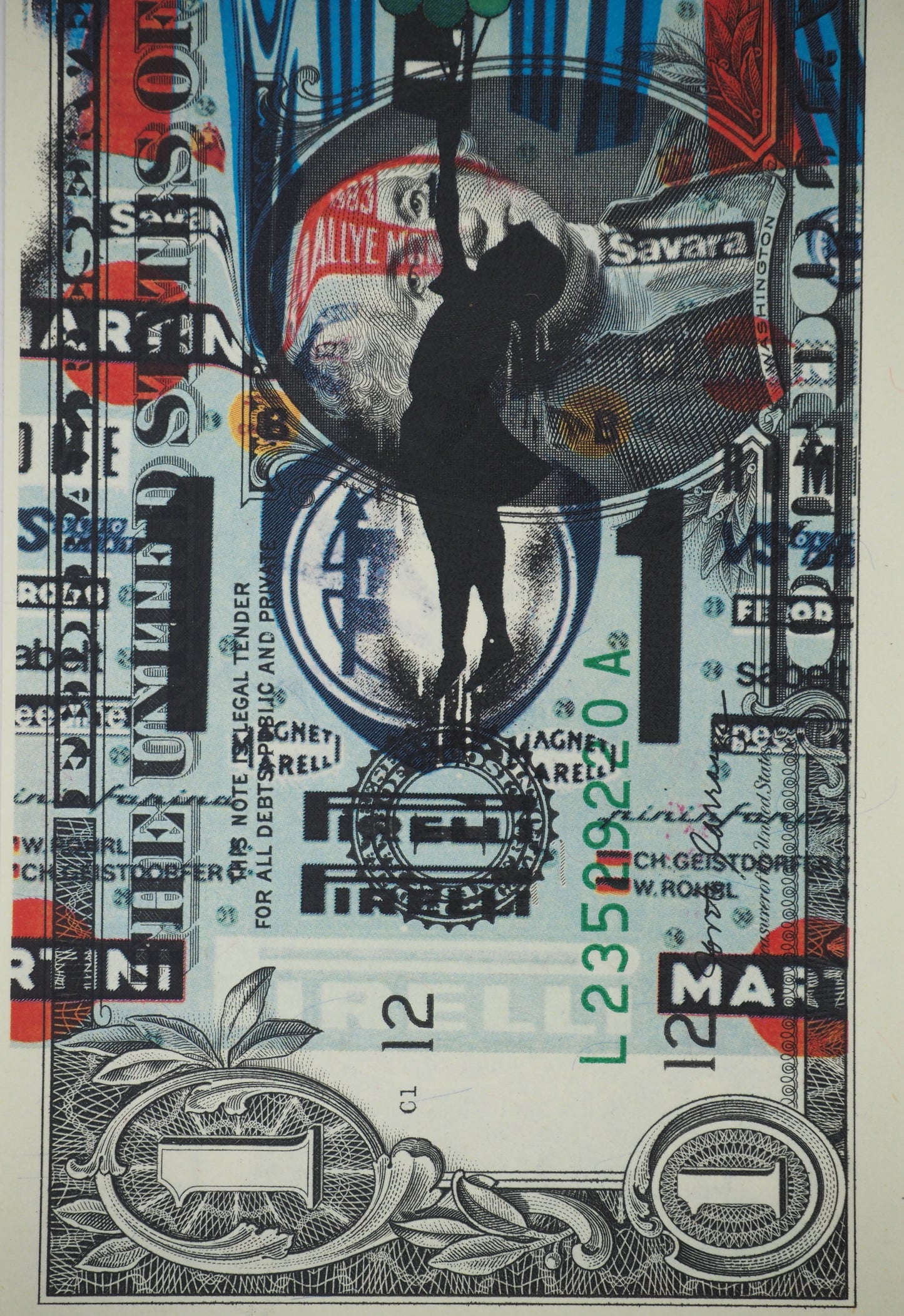 Death NYC : Banksy girl holding Murakami flowers - Sérigraphie originale signée