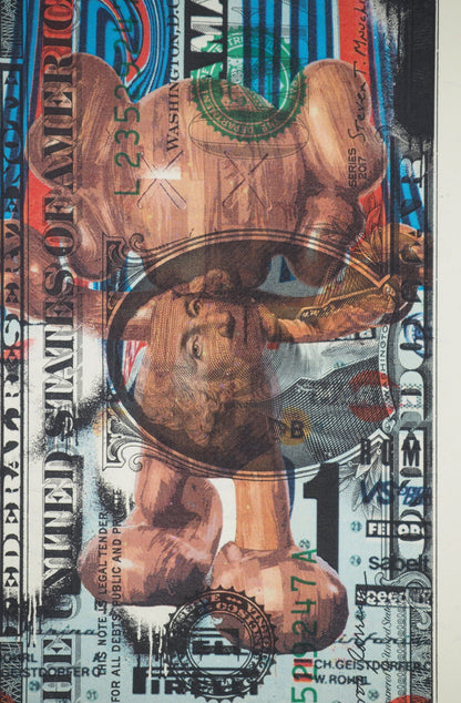 Death NYC : Wooden Kaws on Martini's background - Sérigraphie originale signée