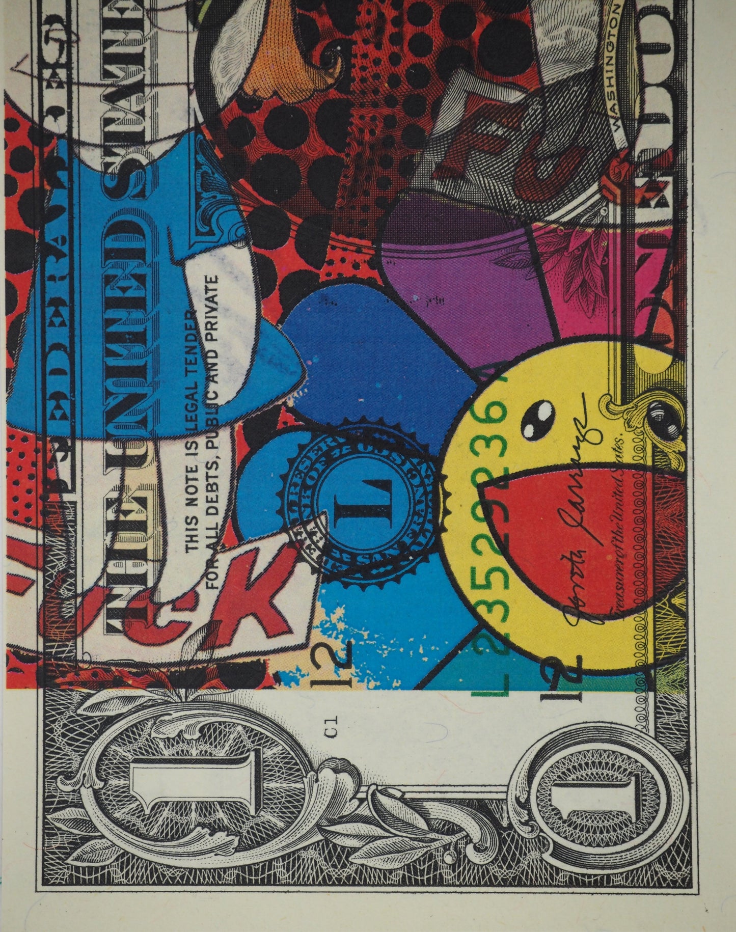 Death NYC : Red Kusama with Murakami flowers - Sérigraphie originale signée