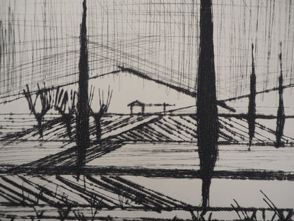 Bernard BUFFET : Paysage Italien - Gravure originale
