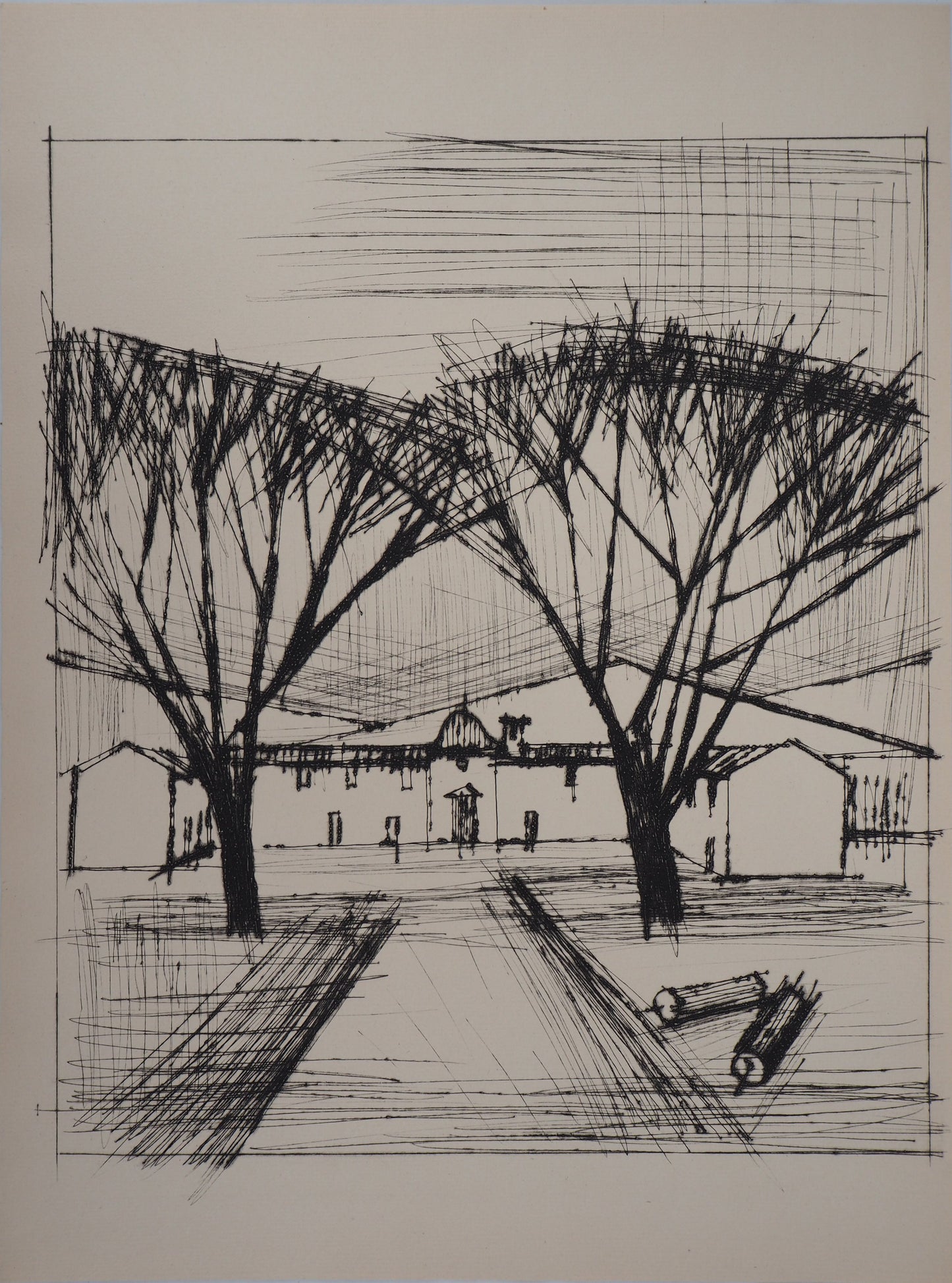 Bernard BUFFET : L'entrée du château - Gravure originale