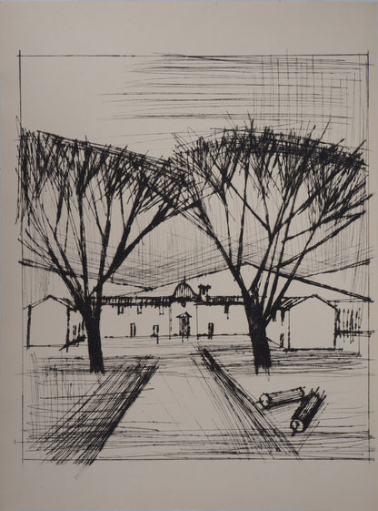 Bernard BUFFET : L'entrée du château - Gravure originale