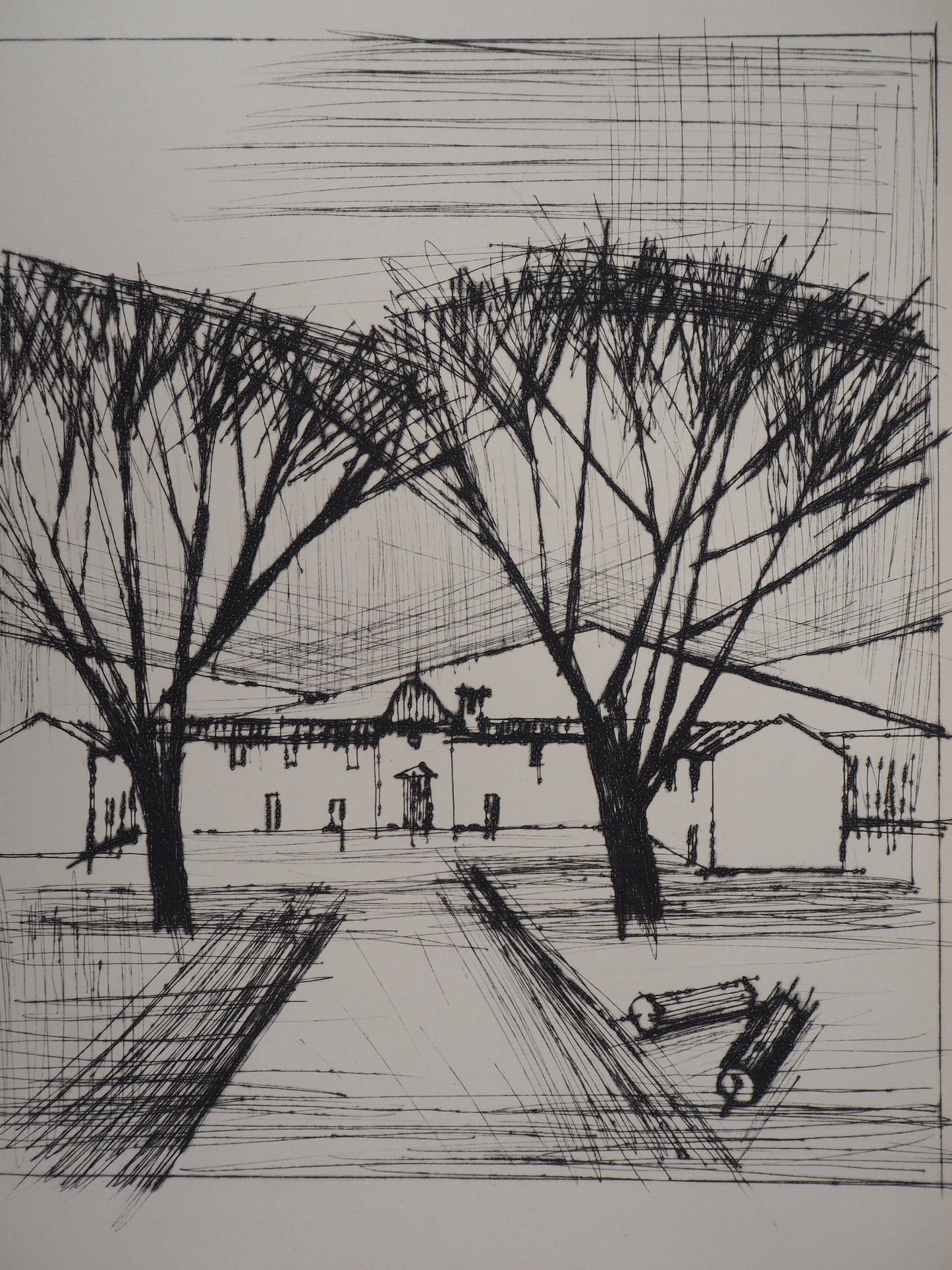 Bernard BUFFET : L'entrée du château - Gravure originale