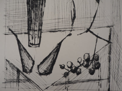 Bernard BUFFET : Nature morte aux bouquet et aux fruits - Gravure originale