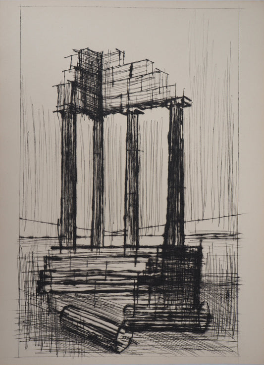 Bernard BUFFET : Temple en Ruine (Pompéi) - Gravure originale