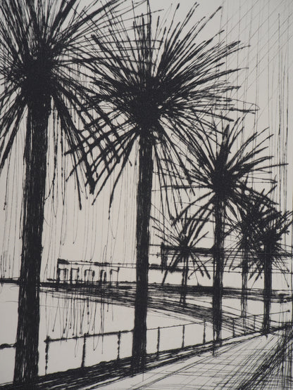 Bernard BUFFET : Palmiers le long de la plage - Gravure originale