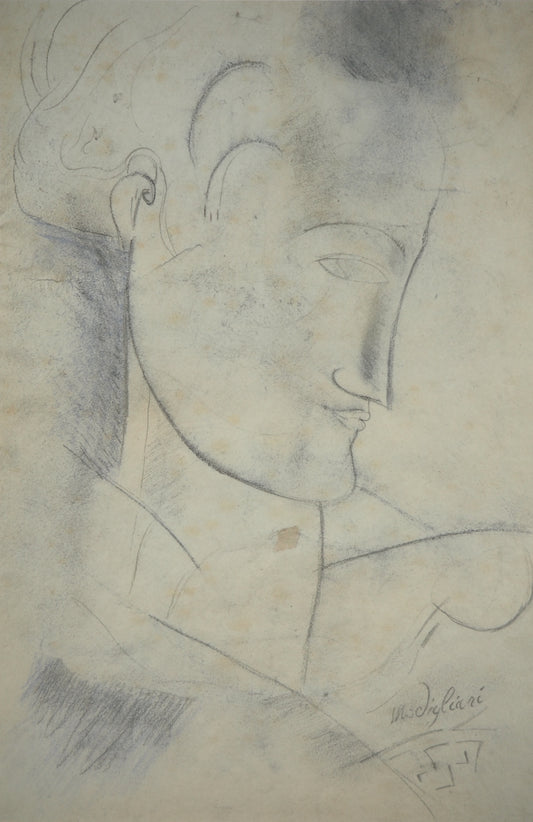 Amedeo MODIGLIANI : Homme de profil  - Lithographie signée