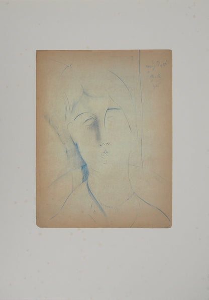 Amedeo MODIGLIANI : Portrait d'Angela - Lithographie signée