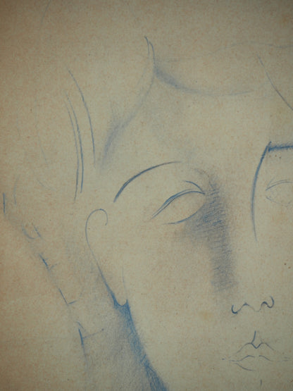 Amedeo MODIGLIANI : Portrait d'Angela - Lithographie signée