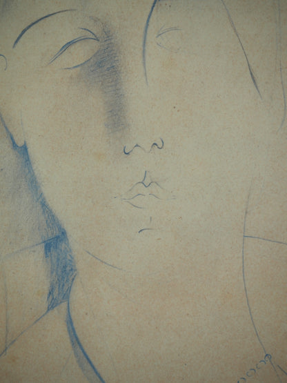 Amedeo MODIGLIANI : Portrait d'Angela - Lithographie signée