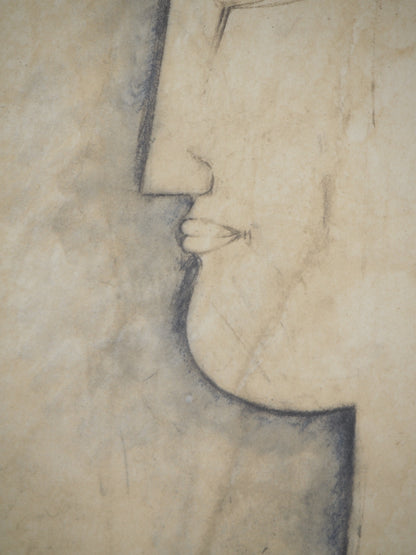 Amedeo MODIGLIANI : Cariatide de profil en bleu - Lithographie signée