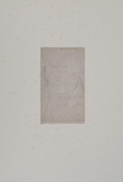Amedeo MODIGLIANI : Portrait d'homme - Lithographie signée