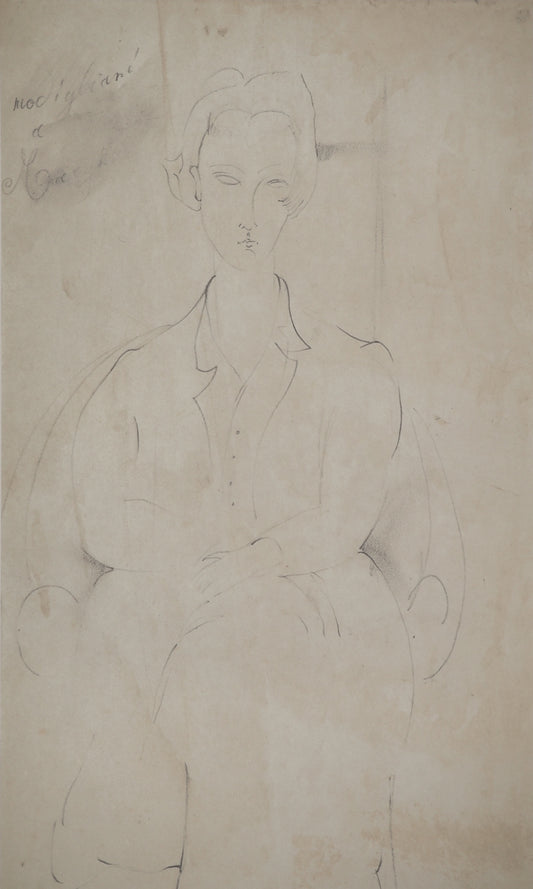 Amedeo MODIGLIANI : Femme en costume - Lithographie signée