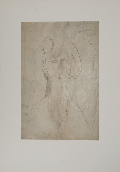Amedeo MODIGLIANI : Portrait de femme (Jeanne) - Lithographie signée