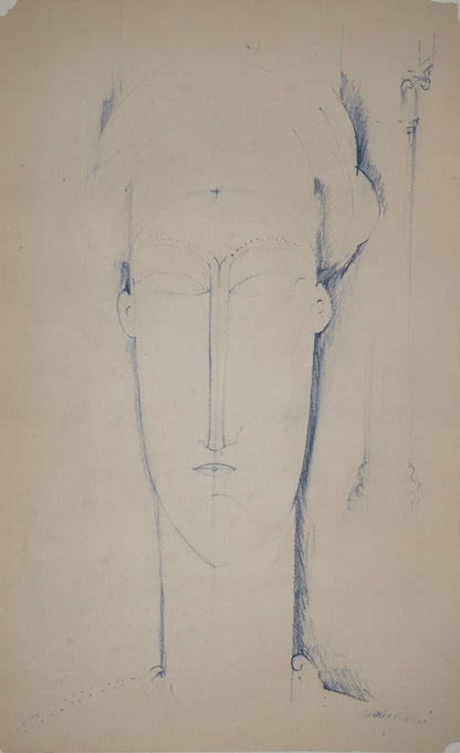 Amedeo MODIGLIANI : Cariatide en Bleu - Lithographie signée