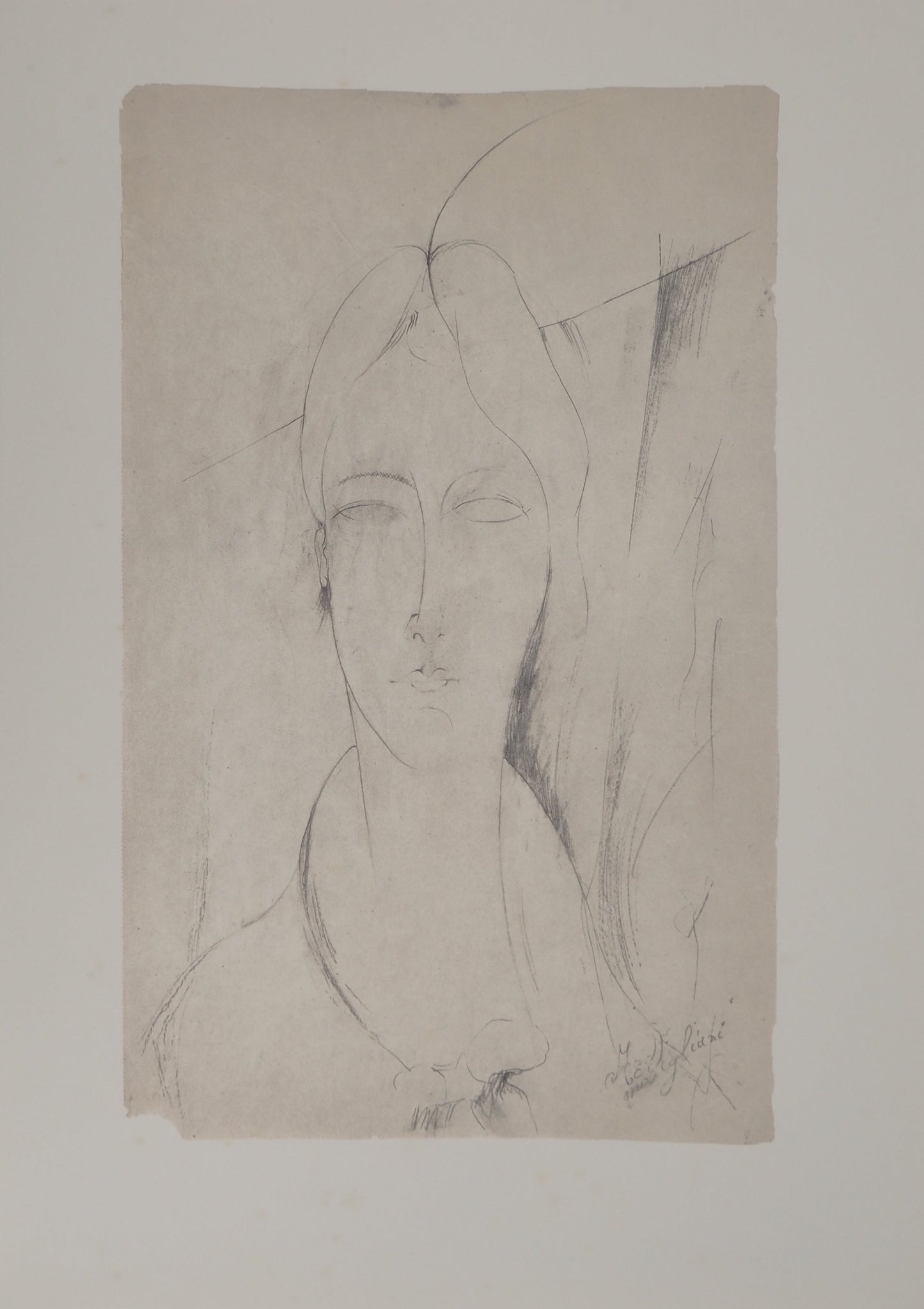 Amedeo MODIGLIANI : Jeune fille - Lithographie signée