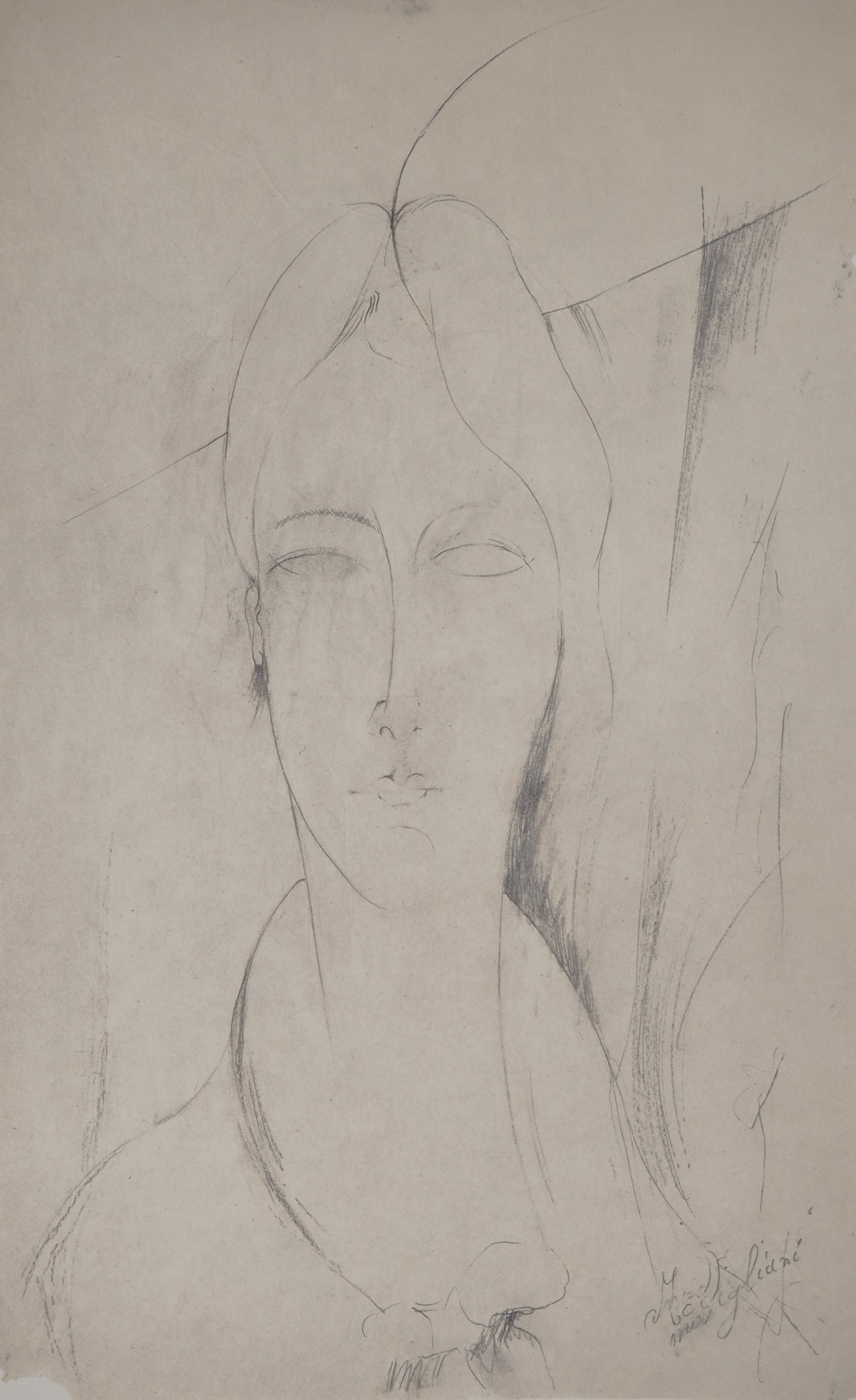 Amedeo MODIGLIANI : Jeune fille - Lithographie signée