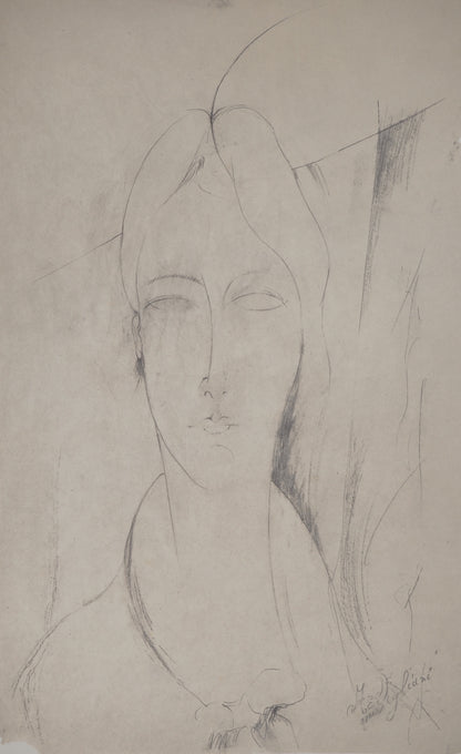 Amedeo MODIGLIANI : Jeune fille - Lithographie signée